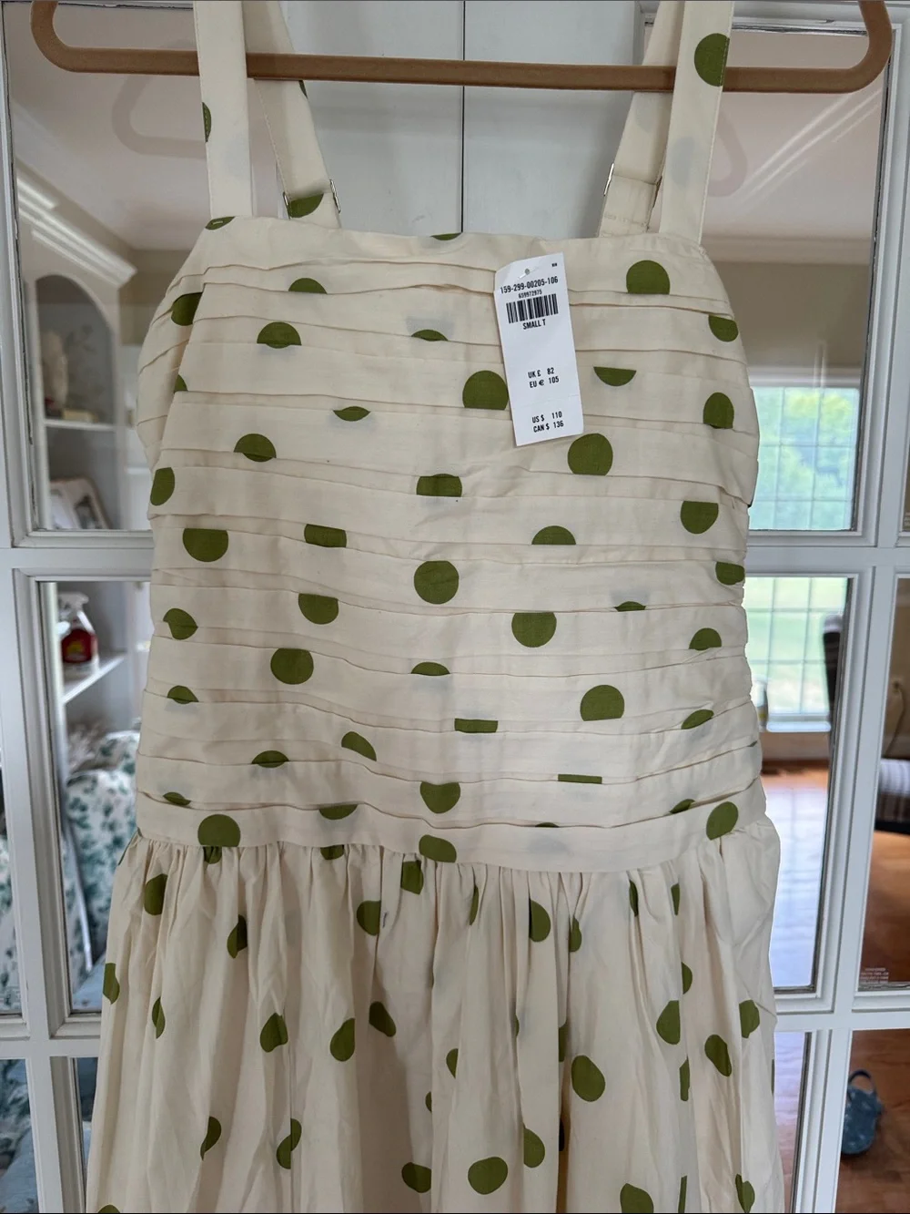 Abercrombie & Fitch Cream Sundress with Green Polka Dots